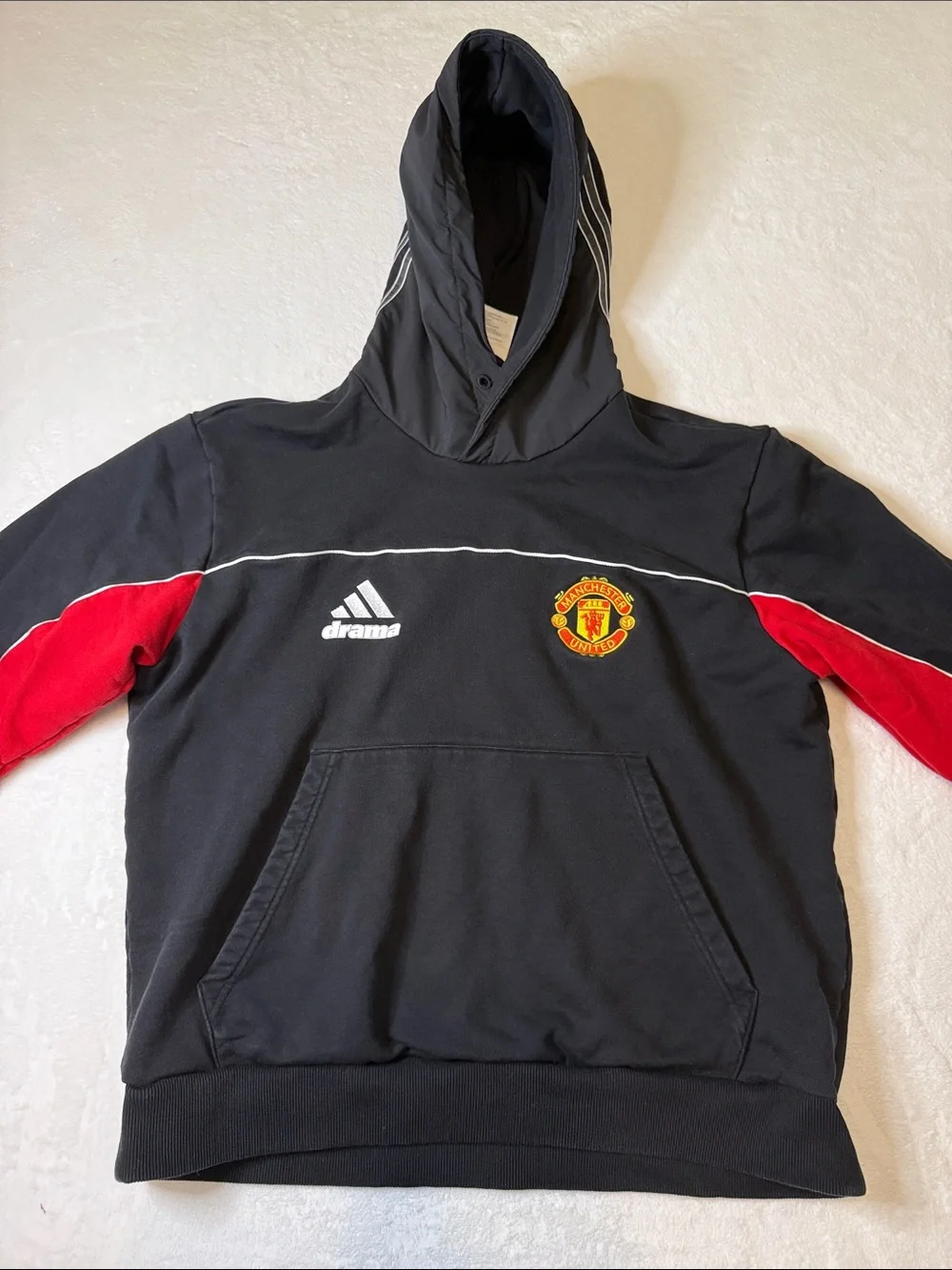 Adidas X Drama Manchester United Black & Red Call Hoodie with Crest